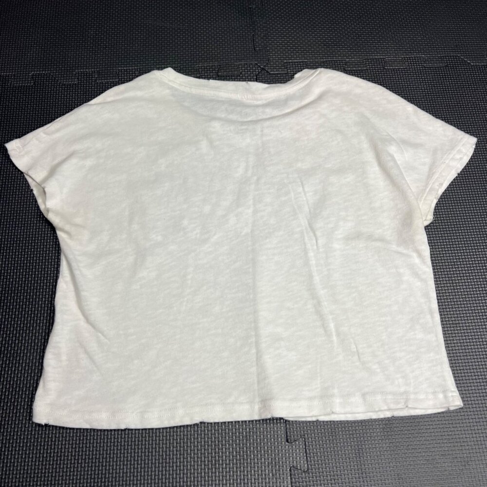 Ariat Womens Boxy Crop Cowboy T-Shirt XS White/Blue Cotton Casual Top - Picture 2 of 3